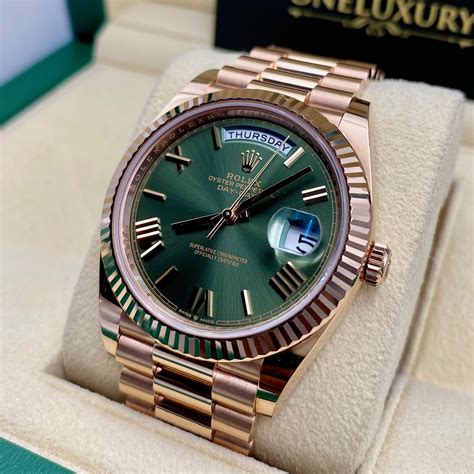 golden day date rolex green|rolex day date 40mm.